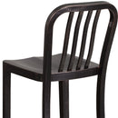 Santorini 30 Inch Galvanized Steel Indoor/Outdoor Counter Bar Stool With Slatted Back and Powder Coated Finish