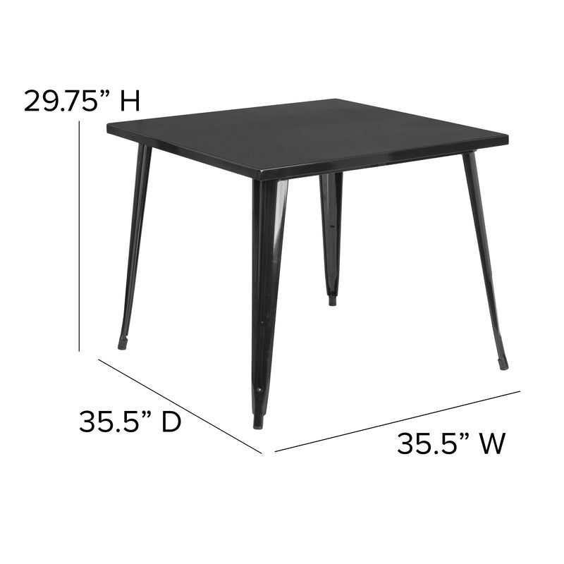 Adana 35.5" Square Metal Dining Table for Indoor and Outdoor Use