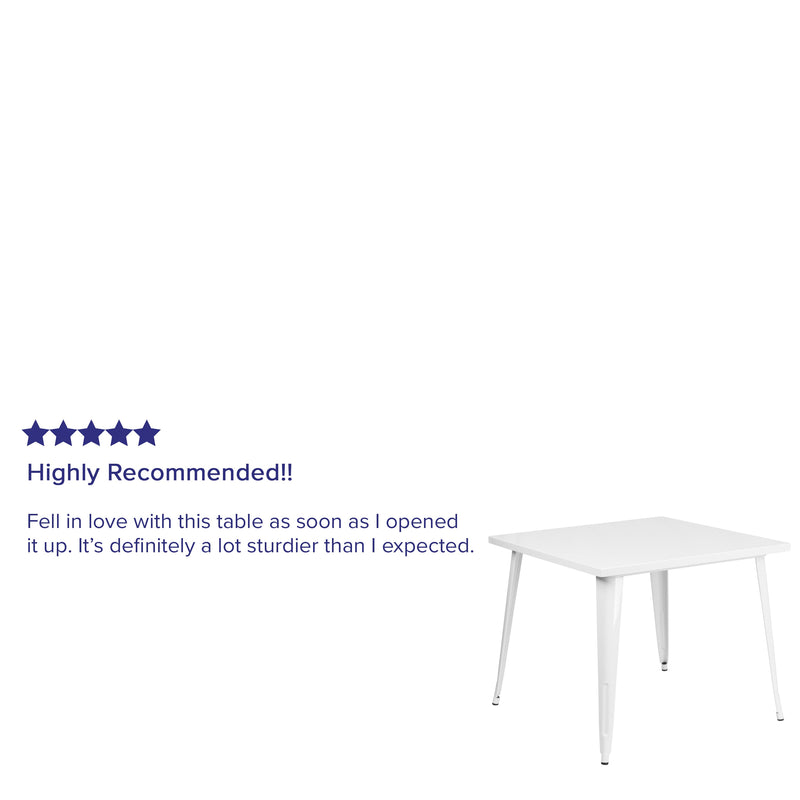 Adana 35.5" Square Metal Dining Table for Indoor and Outdoor Use
