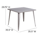 Adana 35.5" Square Metal Dining Table for Indoor and Outdoor Use