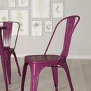 Wells Indoor/Outdoor Stacking Metal Dining Chair with Single Slat Back and Powder Coated Finish