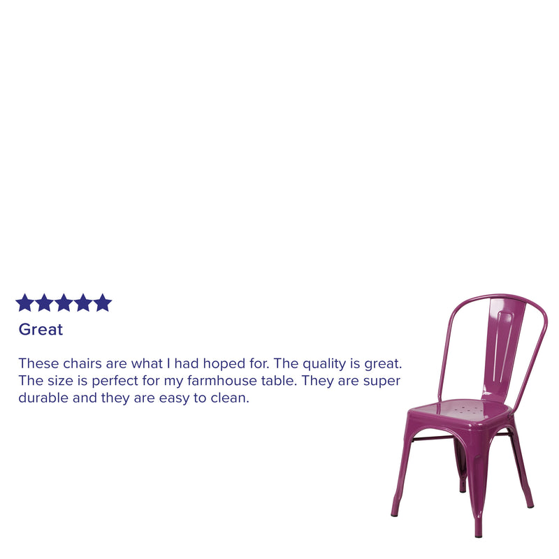 Wells Indoor/Outdoor Stacking Metal Dining Chair with Single Slat Back and Powder Coated Finish