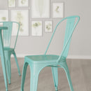 Wells Indoor/Outdoor Stacking Metal Dining Chair with Single Slat Back and Powder Coated Finish