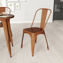 Wells Indoor/Outdoor Stacking Metal Dining Chair with Single Slat Back and Powder Coated Finish