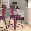 Stella 24" Metal Indoor-Outdoor Counter Stool with Vertical Slat Back and Integrated Footrest