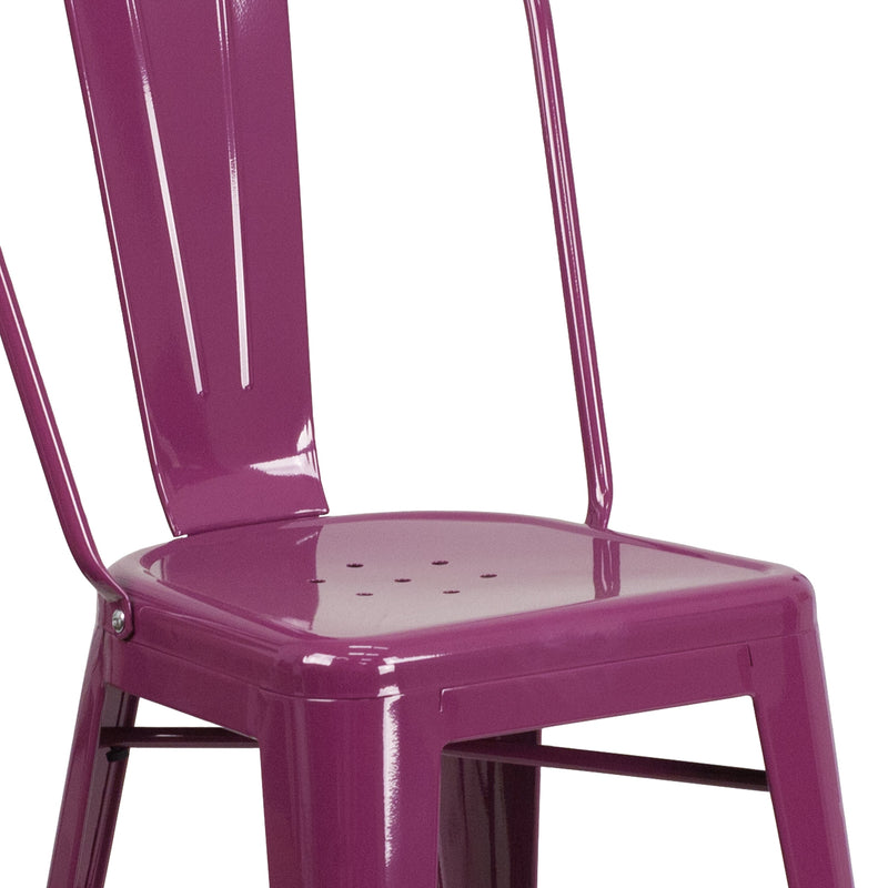 Stella 24" Metal Indoor-Outdoor Counter Stool with Vertical Slat Back and Integrated Footrest