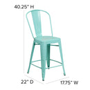 Stella 24" Metal Indoor-Outdoor Counter Stool with Vertical Slat Back and Integrated Footrest