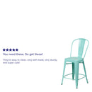 Stella 24" Metal Indoor-Outdoor Counter Stool with Vertical Slat Back and Integrated Footrest