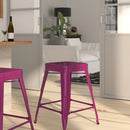 Newark Series 24" High Backless Metal Counter Height Stool with Square Seat for Indoor-Outdoor Use