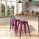 Newark Series 24" High Backless Metal Counter Height Stool with Square Seat for Indoor-Outdoor Use