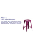 Newark Series 24" High Backless Metal Counter Height Stool with Square Seat for Indoor-Outdoor Use