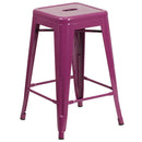 Newark Series 24" High Backless Metal Counter Height Stool with Square Seat for Indoor-Outdoor Use