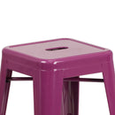 Newark Series 24" High Backless Metal Counter Height Stool with Square Seat for Indoor-Outdoor Use
