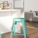 Newark Series 24" High Backless Metal Counter Height Stool with Square Seat for Indoor-Outdoor Use