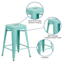 Newark Series 24" High Backless Metal Counter Height Stool with Square Seat for Indoor-Outdoor Use