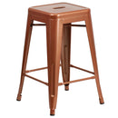 Newark Series 24" High Backless Metal Counter Height Stool with Square Seat for Indoor-Outdoor Use