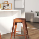 Newark Series 24" High Backless Metal Counter Height Stool with Square Seat for Indoor-Outdoor Use