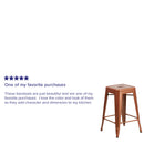 Newark Series 24" High Backless Metal Counter Height Stool with Square Seat for Indoor-Outdoor Use