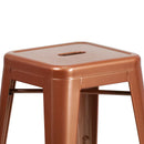 Newark Series 24" High Backless Metal Counter Height Stool with Square Seat for Indoor-Outdoor Use