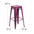 Newark Series 30" High Backless Metal Bar Height Stool with Square Seat for Indoor-Outdoor Use