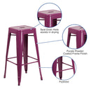 Newark Series 30" High Backless Metal Bar Height Stool with Square Seat for Indoor-Outdoor Use