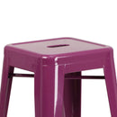 Newark Series 30" High Backless Metal Bar Height Stool with Square Seat for Indoor-Outdoor Use