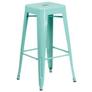 Newark Series 30" High Backless Metal Bar Height Stool with Square Seat for Indoor-Outdoor Use