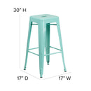 Newark Series 30" High Backless Metal Bar Height Stool with Square Seat for Indoor-Outdoor Use