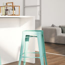 Newark Series 30" High Backless Metal Bar Height Stool with Square Seat for Indoor-Outdoor Use