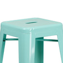 Newark Series 30" High Backless Metal Bar Height Stool with Square Seat for Indoor-Outdoor Use