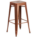 Newark Series 30" High Backless Metal Bar Height Stool with Square Seat for Indoor-Outdoor Use