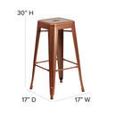 Newark Series 30" High Backless Metal Bar Height Stool with Square Seat for Indoor-Outdoor Use