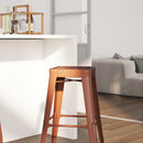 Newark Series 30" High Backless Metal Bar Height Stool with Square Seat for Indoor-Outdoor Use