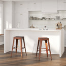 Newark Series 30" High Backless Metal Bar Height Stool with Square Seat for Indoor-Outdoor Use