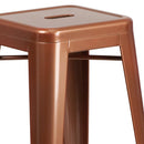 Newark Series 30" High Backless Metal Bar Height Stool with Square Seat for Indoor-Outdoor Use