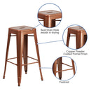 Newark Series 30" High Backless Metal Bar Height Stool with Square Seat for Indoor-Outdoor Use