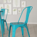 Wells Indoor/Outdoor Stacking Metal Dining Chair with Single Slat Back and Powder Coated Finish