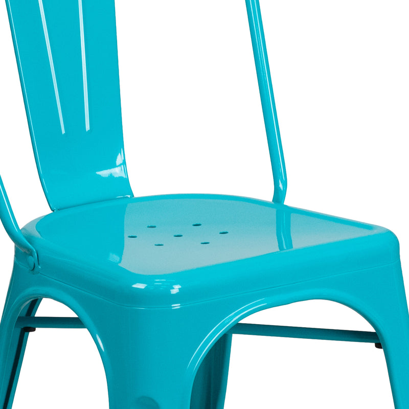 Wells Indoor/Outdoor Stacking Metal Dining Chair with Single Slat Back and Powder Coated Finish