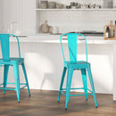 Stella 24" Metal Indoor-Outdoor Counter Stool with Vertical Slat Back and Integrated Footrest