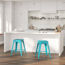 Newark Series 24" High Backless Metal Counter Height Stool with Square Seat for Indoor-Outdoor Use