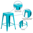 Newark Series 24" High Backless Metal Counter Height Stool with Square Seat for Indoor-Outdoor Use