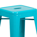 Newark Series 24" High Backless Metal Counter Height Stool with Square Seat for Indoor-Outdoor Use
