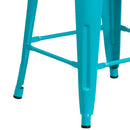 Newark Series 24" High Backless Metal Counter Height Stool with Square Seat for Indoor-Outdoor Use