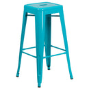 Newark Series 30" High Backless Metal Bar Height Stool with Square Seat for Indoor-Outdoor Use
