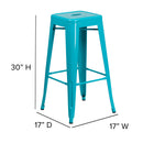Newark Series 30" High Backless Metal Bar Height Stool with Square Seat for Indoor-Outdoor Use