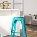 Newark Series 30" High Backless Metal Bar Height Stool with Square Seat for Indoor-Outdoor Use