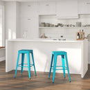 Newark Series 30" High Backless Metal Bar Height Stool with Square Seat for Indoor-Outdoor Use