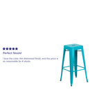 Newark Series 30" High Backless Metal Bar Height Stool with Square Seat for Indoor-Outdoor Use