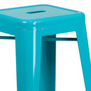 Newark Series 30" High Backless Metal Bar Height Stool with Square Seat for Indoor-Outdoor Use