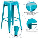Newark Series 30" High Backless Metal Bar Height Stool with Square Seat for Indoor-Outdoor Use